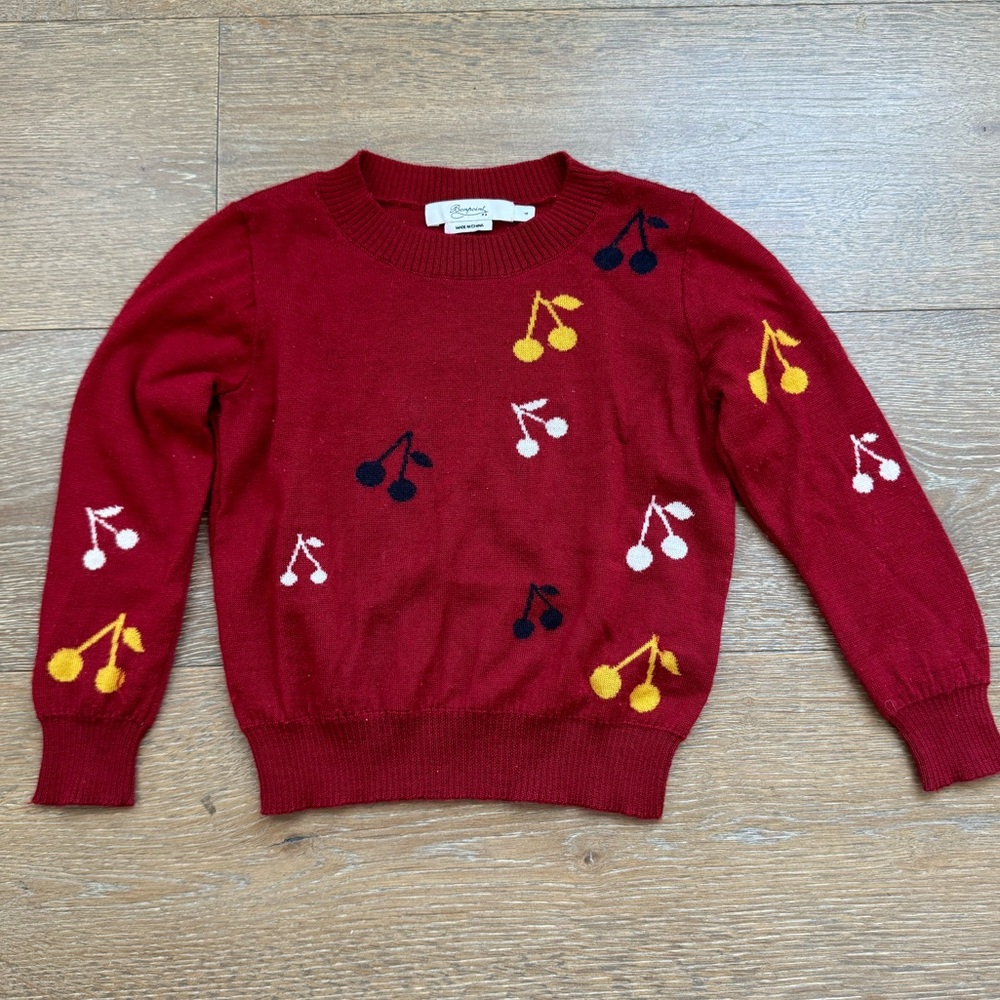 Bonpoint Girls Cherry Sweater in Red | size 4